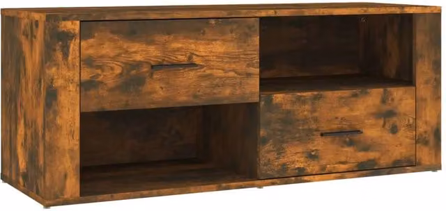 Berkfield Home Smoked Oak TV Cabinet in Brown, W/D/H: 100 x 35 x 40 cm – 1