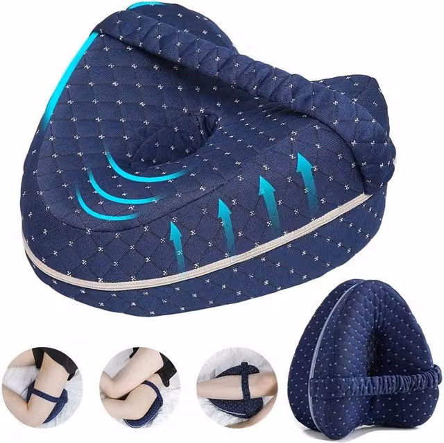 PAWNORA Contoured Memory Foam Knee Pillow for Babies in Blue, Cot Size