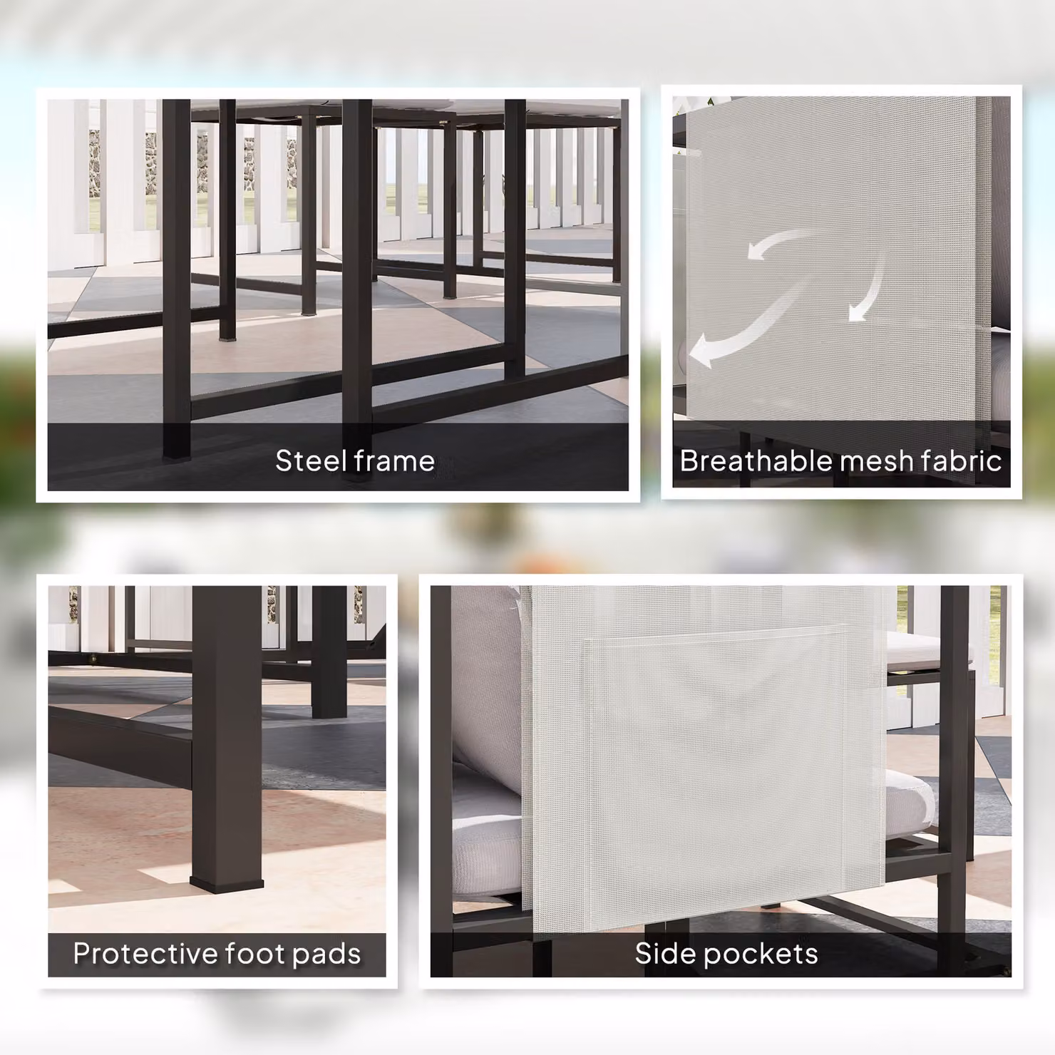 Outsunny Nine-Piece Modern Garden Dining Set with Powder Coated Steel Frame and Plastic Details in Grey – 6