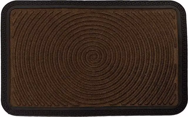 Roseley Brown Spiral Graphic Rectangular Washable Door Mat with Rubber and PVC Backing