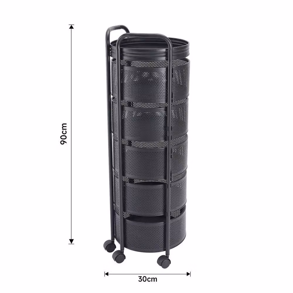 PAWNORA Rotating Serving Trolley Cart in Matt Black Metal for Kitchen and Bathroom – 2