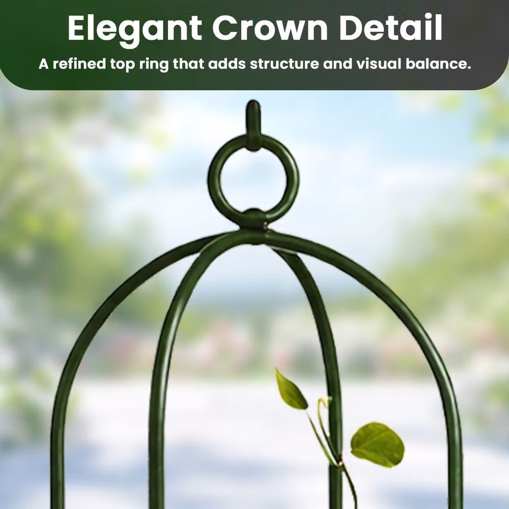 MANTRARAJ Green Metal Garden Obelisk Support for Plants and Flowers, H 190 cm x W 40 cm x D 40 cm – 6