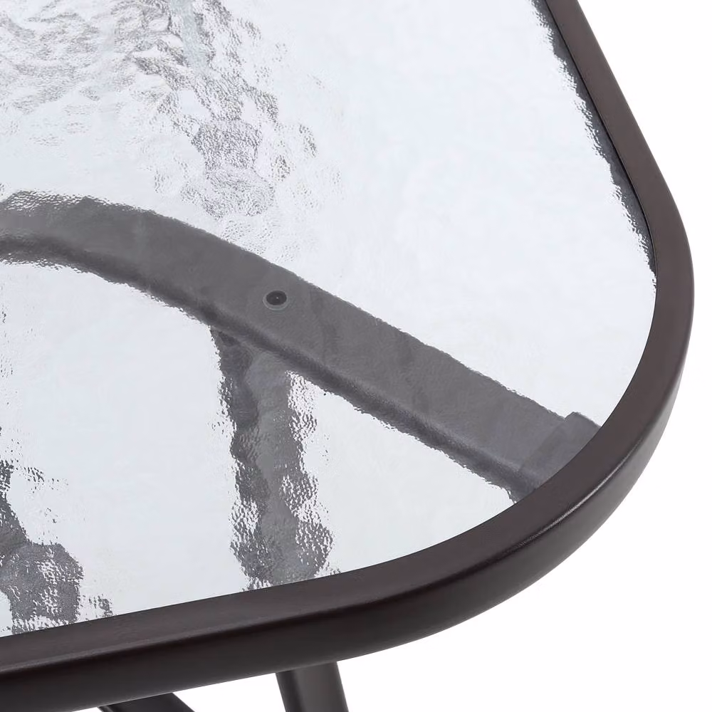 Living and Home Modern Brown Tempered Glass Garden Dining Table – 3