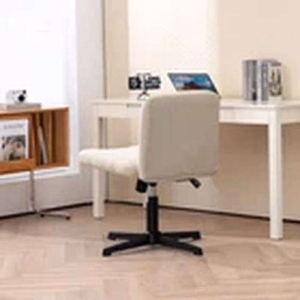 EONLION Armless Fabric Padded Office Visitor Chair in Beige – 2