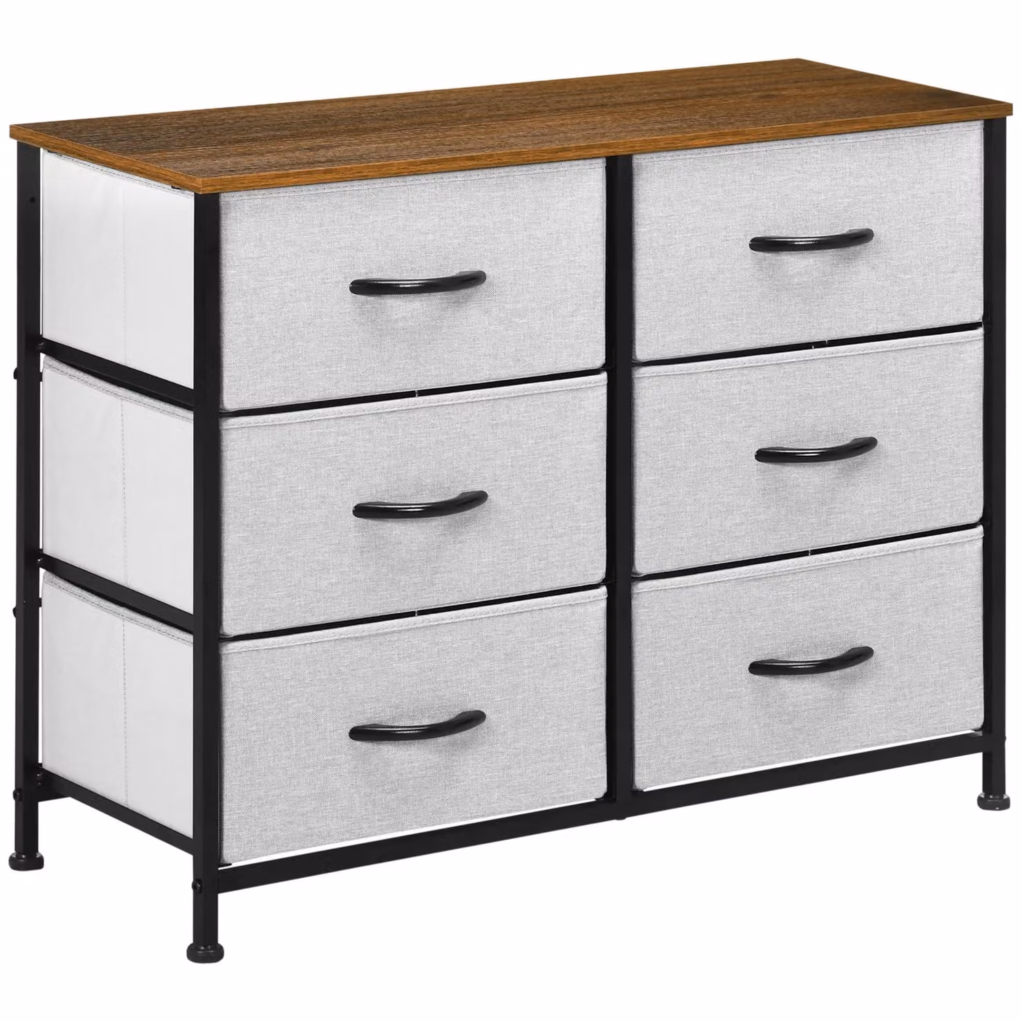 HOMCOM Industrial Chest of Drawers with 6 Fabric Bins and Steel Frame, Grey – 2