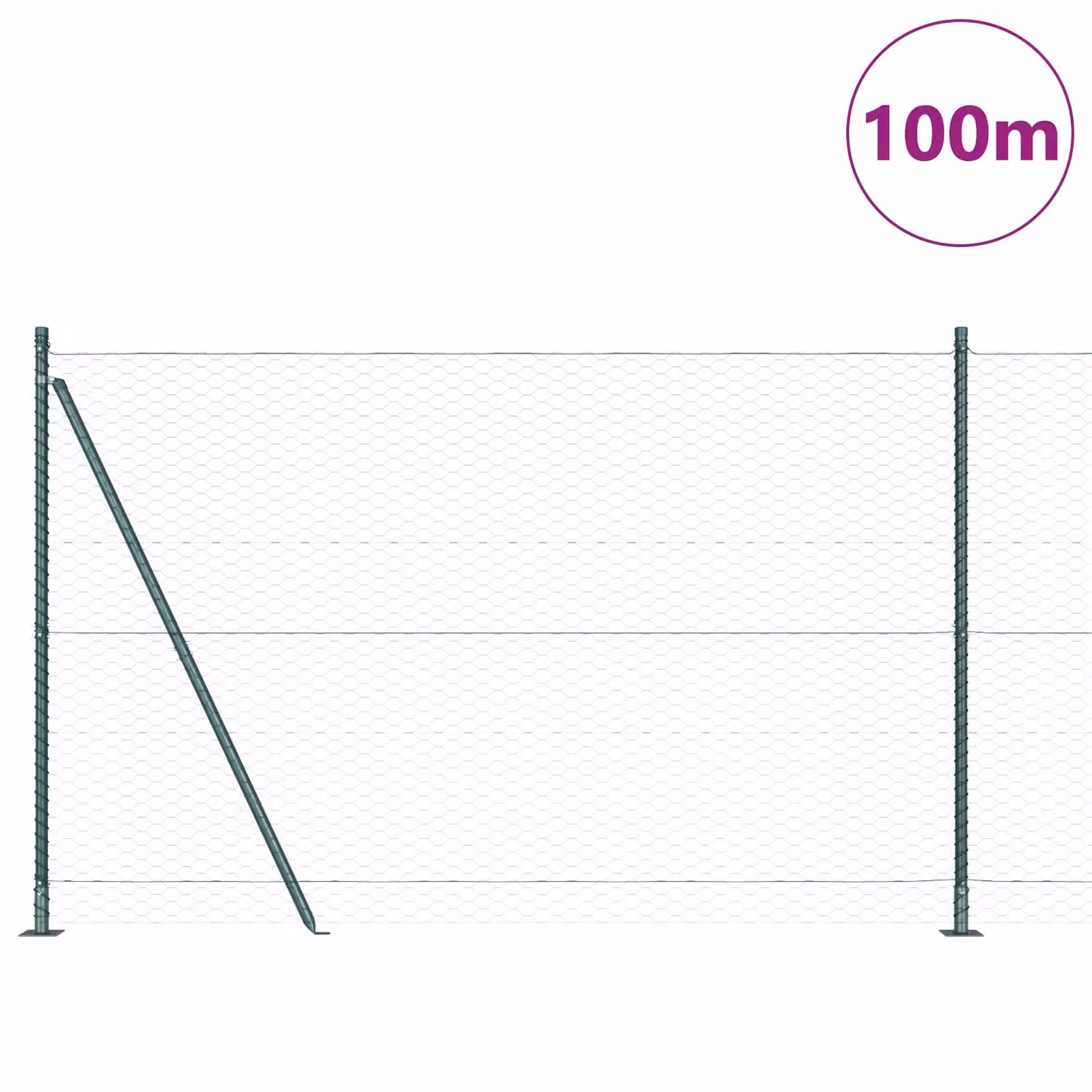 Berkfield Home Green Powder-Coated Steel Hexagon Fence, H: 160 cm x W: 100 m – 1