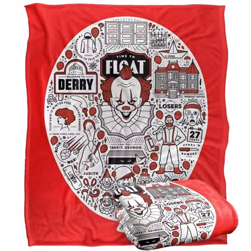 LOGOVISION It 2017 Pennywise Icon Balloon Super Soft Fleece Throw Blanket, Multicolour, W: 152 cm, D: 127 cm – 1