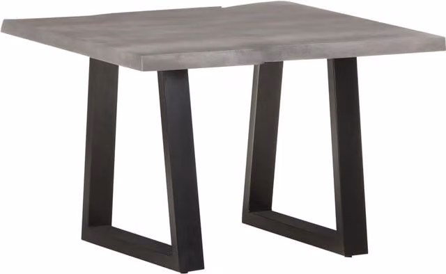 Berkfield Home Live Edge Coffee Table in Grey Solid Acacia Wood, W/D/H: 60 x 60 x 40 cm