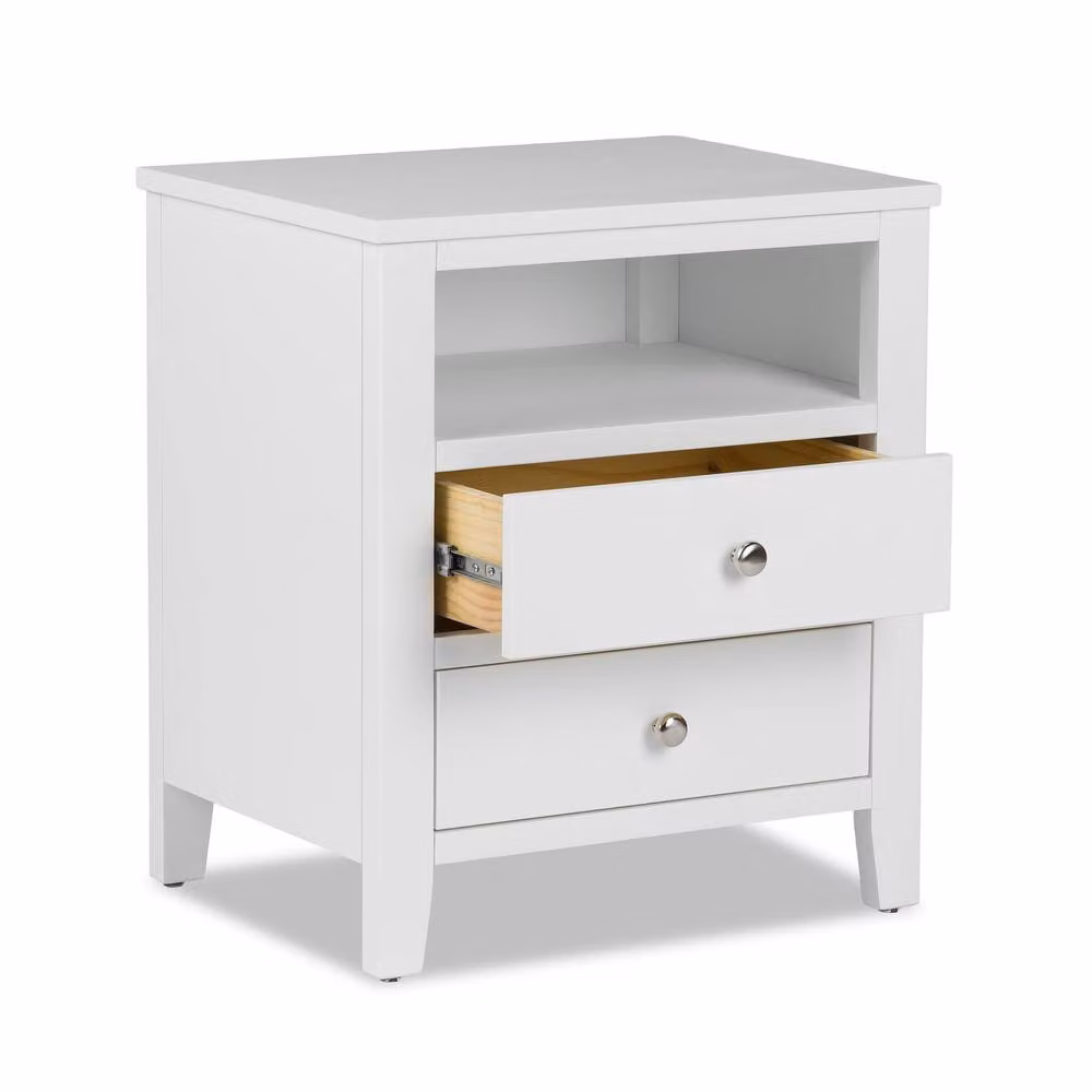 Statement Furniture Brooklyn 2 Drawer White Bedside Table with Dovetail Construction – 2