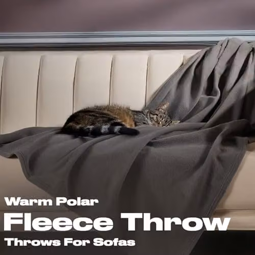 OHS Plain Grey Fleece Throw Blanket, W/D/H: 120 x 150 cm – 2