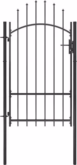 Berkfield Home Black Steel Swing Garden Gate, W: 100 cm, H: 220 cm