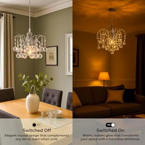 INNOTECK Faceted Oriel Crystal Pendant Light Shade in Polished Chrome – 4