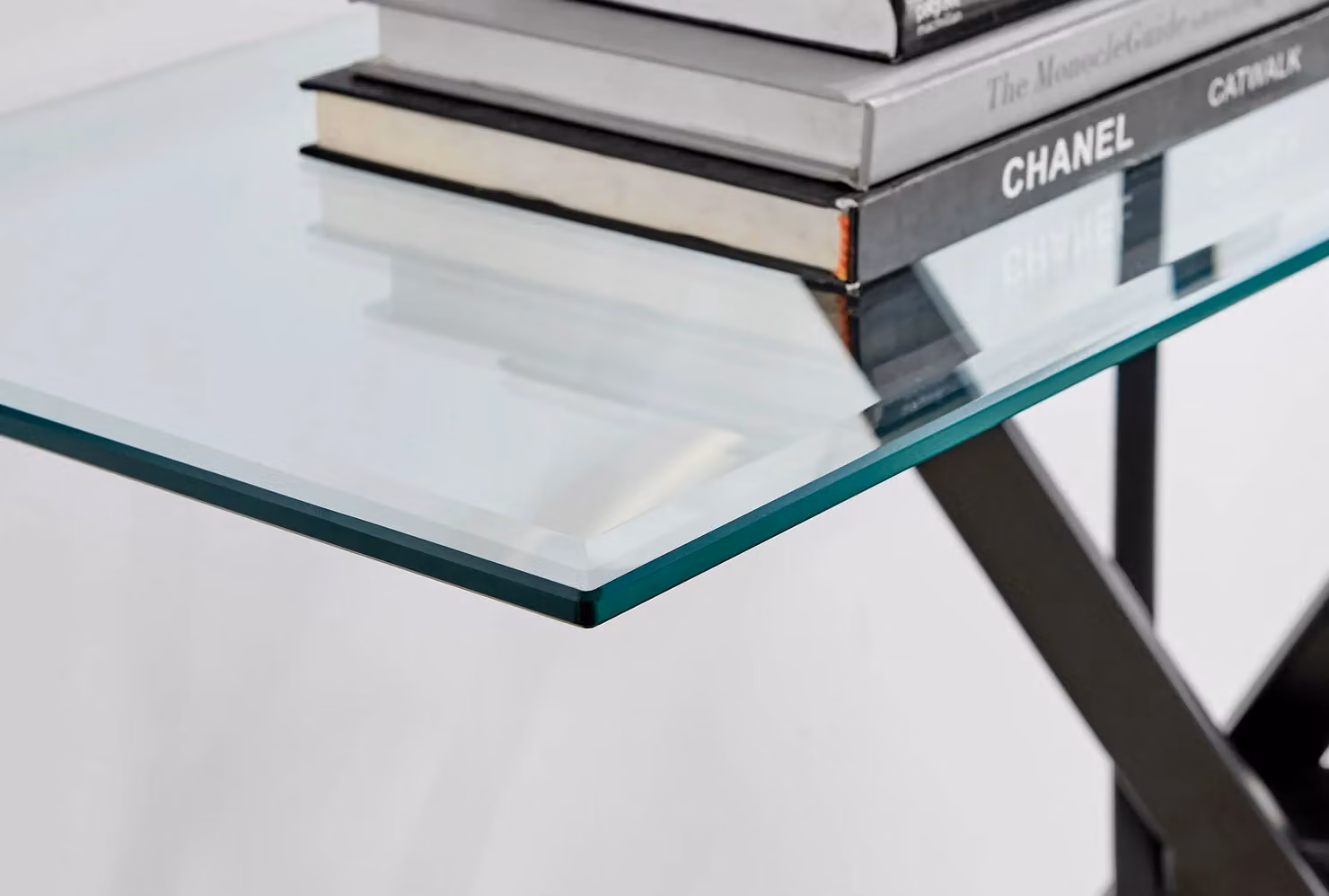 FurnitureboxUK Leonardo Rectangular Glass Console Table with Black Metal Legs – 2