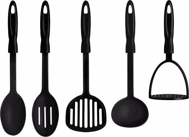 Orsina Tyri 5 Piece Black Nylon Kitchen Tool Set