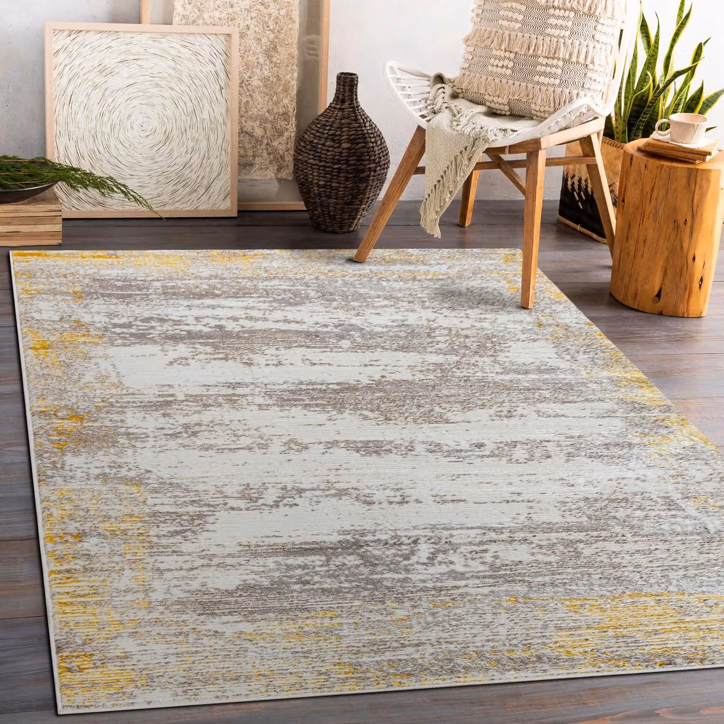 RugsX Core Abstract Modern Rug in Beige and Multicolour, W: 160 cm, L: 220 cm – 2