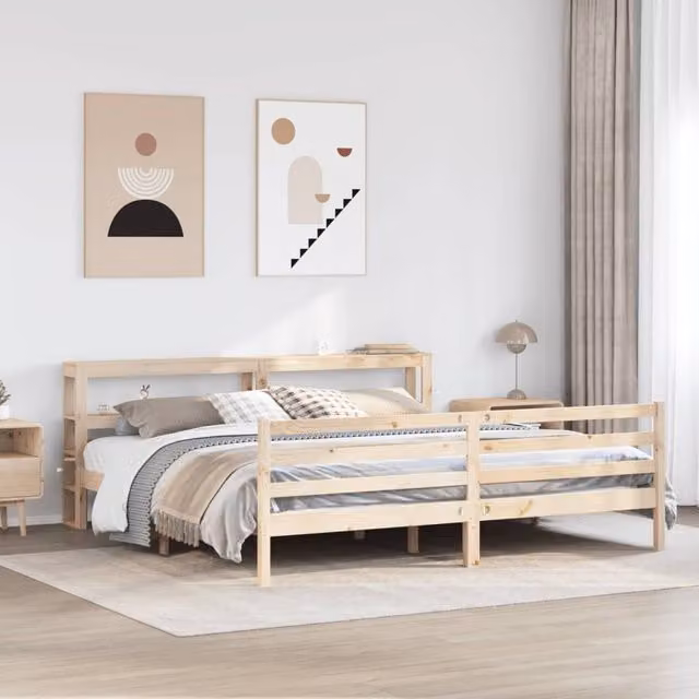 Berkfield Home Super King Bed Frame in Brown Solid Pine Wood, W/D/H: 180 x 200 cm