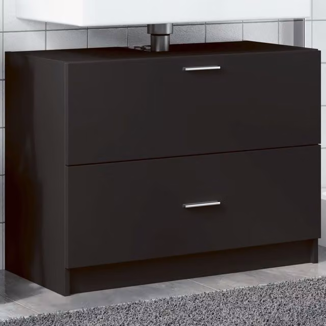 Berkfield Home Sink Cabinet in Black Matt MDF, W/D/H: 78 x 37 x 59 cm – 1
