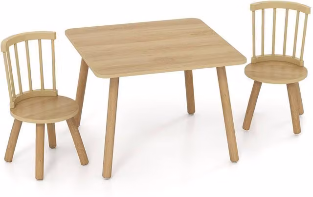 Kelvenix Brown Wooden Childrens Activity Table and Chair Set – 1