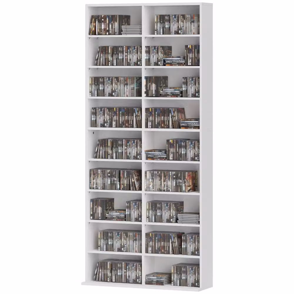 STILVORA CD Storage Tower in White with 14 Adjustable Shelves – 4