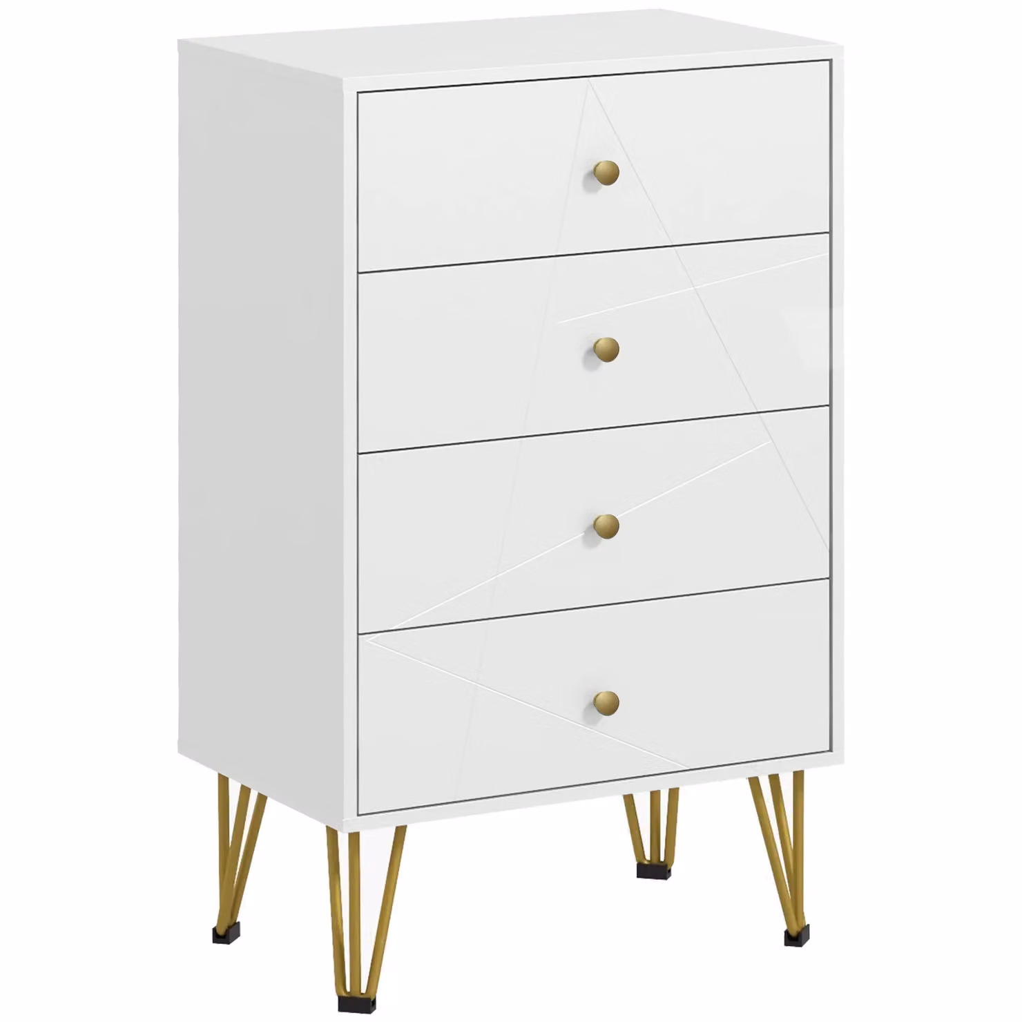 HOMCOM Modern 4-Drawer Chest of Drawers with Hairpin Legs in White – 2
