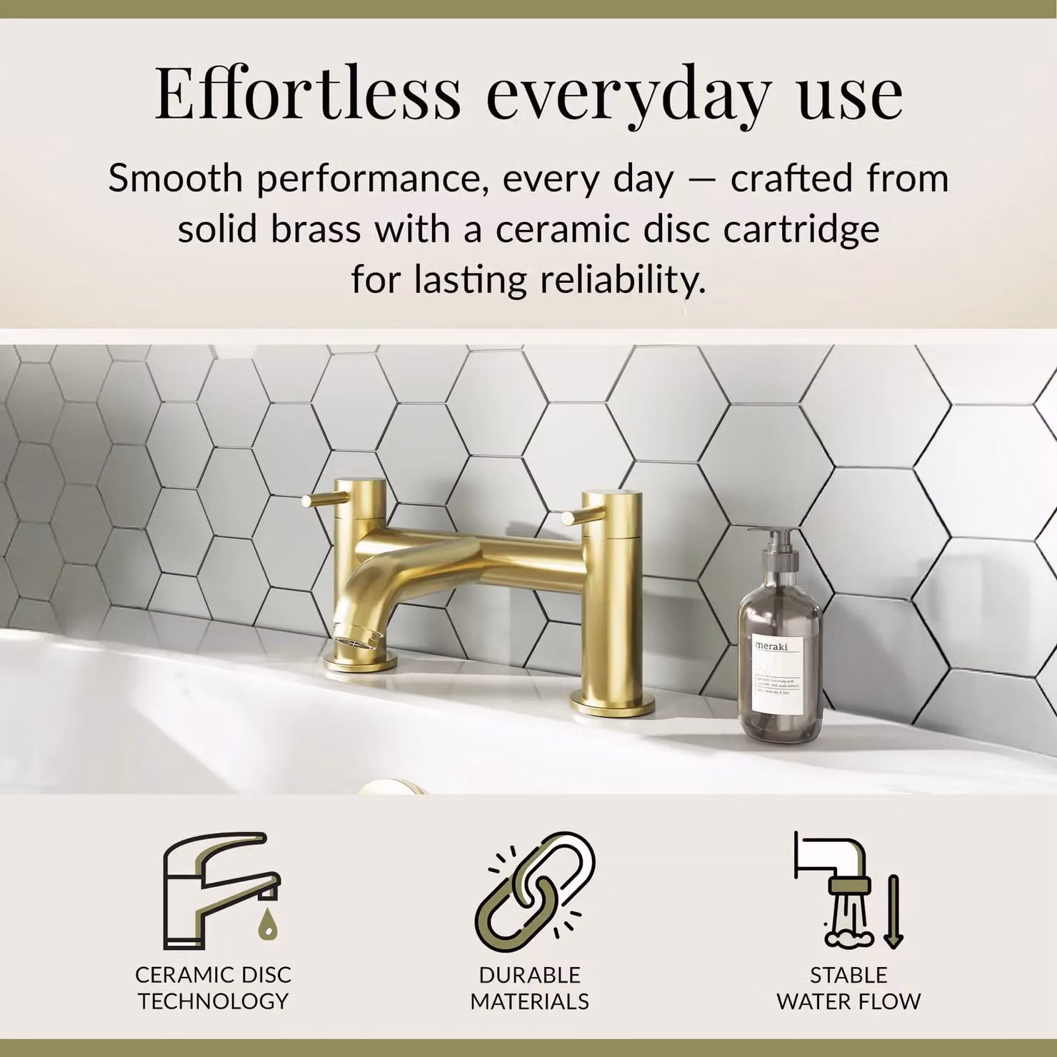 Balterley Round Minimalist Deck Mounted Single Lever Bath Filler Tap in Brushed Brass – 2