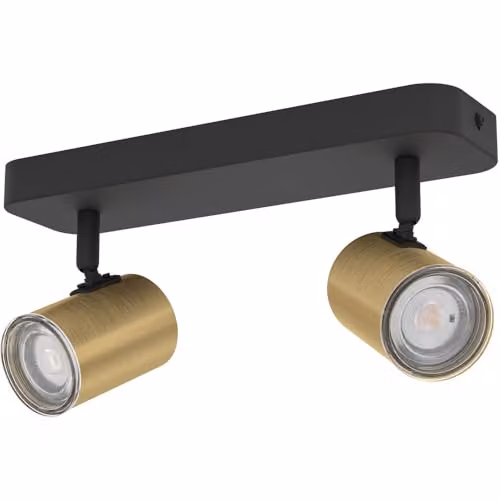 Loops Modern LED Bathroom Ceiling Spotlight in Black and Gold Brass, IP44 Rated, Adjustable and Dimmable, H 13.0 cm x W 8.0 cm – 2