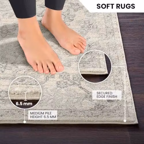 Livabliss Asmara Vintage Boho Style Rug in Grey, W/D: 60 x 90 cm – 4