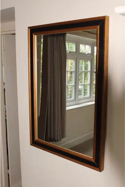 Benjamin Tate Design LTD Roma Modern Rectangular Wood Framed Wall Mounted Accent Mirror in Black and Gold, Width: 93 cm