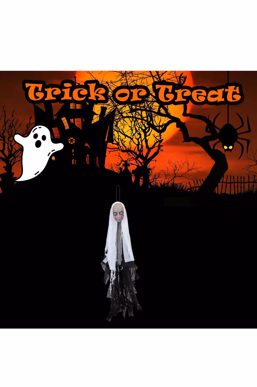 VFM e-Store Hanging Nun Halloween Decoration, Black, Height: 80 cm – 3