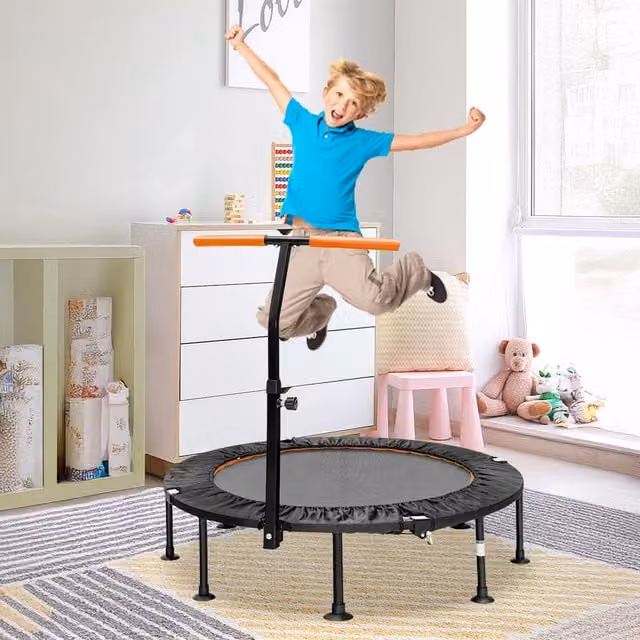 Costway Foldable Mini Trampoline in Black and Orange