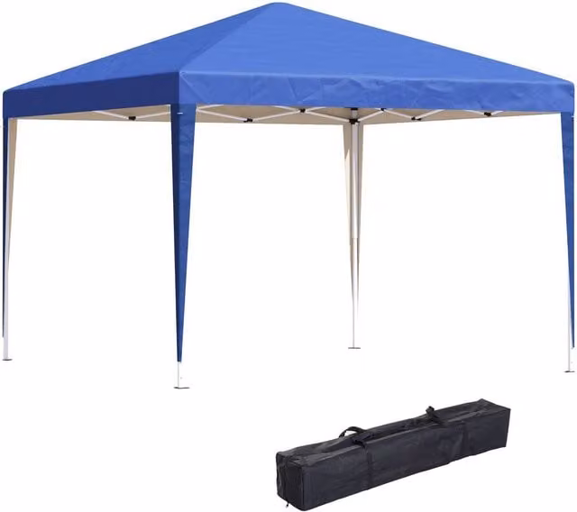 Rolipo Blue Pop Up Garden Gazebo Marquee Tent with Carry Bag, W: 300 cm, D: 300 cm, H: 255 cm – 1