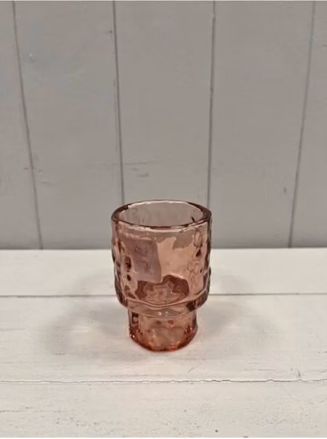 KDMD Large Rose Textured Pink Glass Tabletop Candle Holder – 1