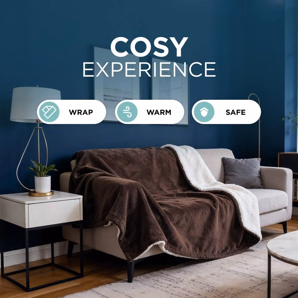 DMD Collective Brown Fleece and Sherpa Electric Heated Blanket Throw, W/D/H: 180 x 200 cm – 7