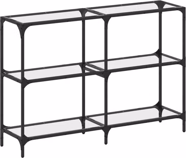 Berkfield Home Modern Console Table with Transparent Glass Top and Steel Frame, W/D/H: 118.5 x 30 x 81 cm