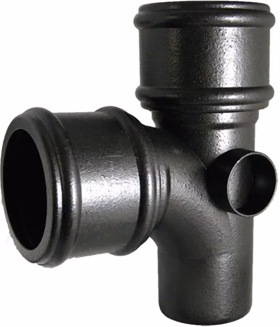 FloPlast Ring Seal Soil Bossed Branch, 92.5 Degree, 110mm, Black Matt Plastic