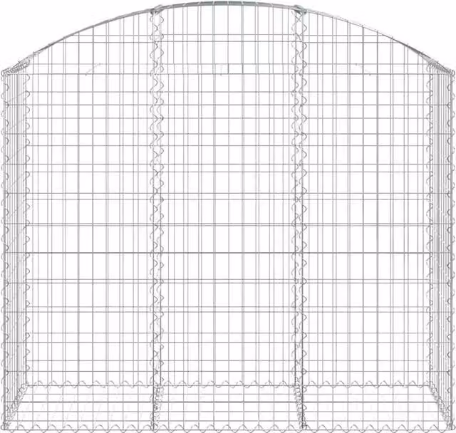 Berkfield Home Decorative Arched Gabion Basket in Silver Galvanised Steel, W/D/H: 150 x 50 x 120/140 cm