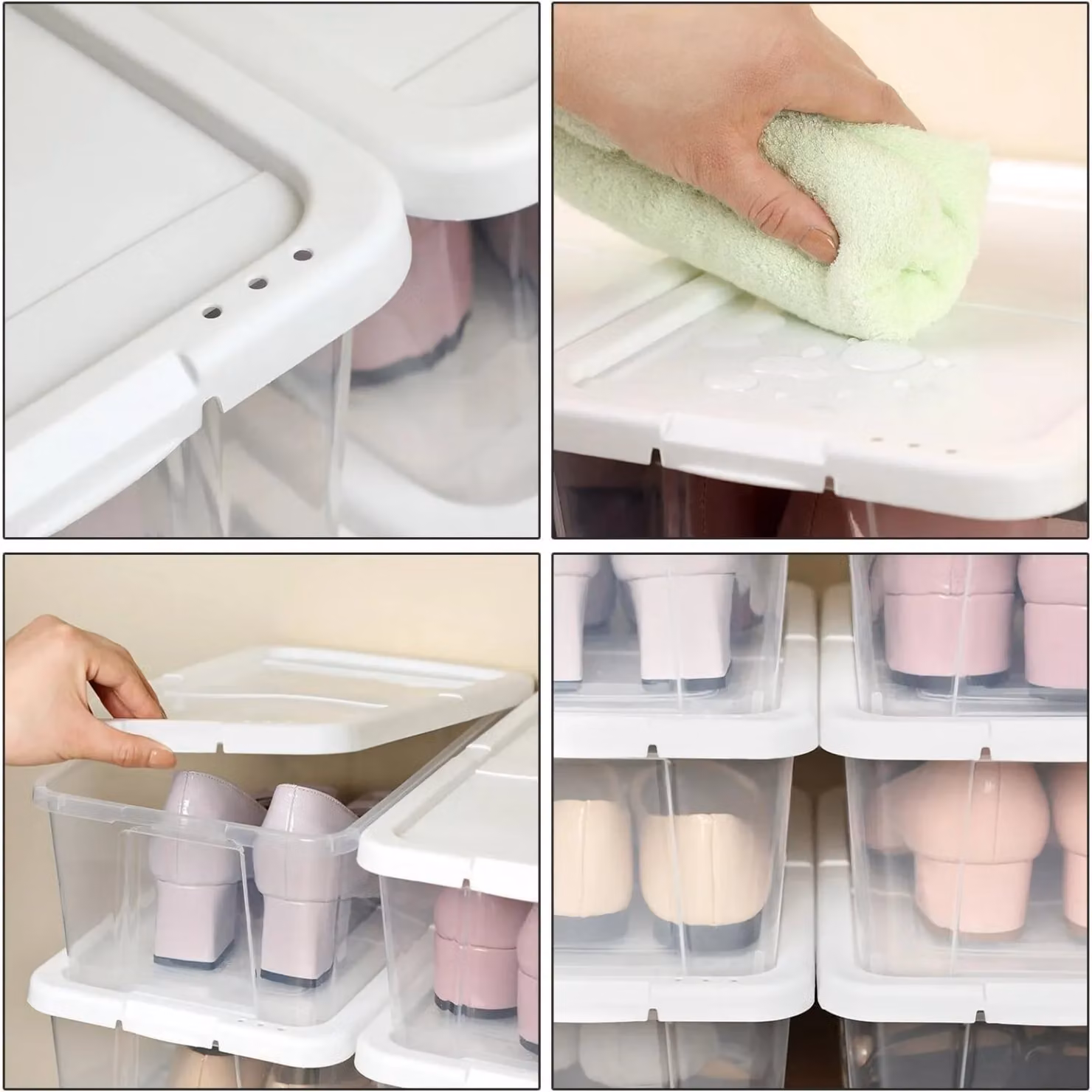 SONGMICS Set of 8 Stackable Clear Plastic Shoe Boxes with Lids in White – 4