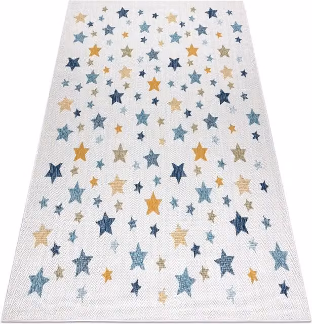 RugsX Cooper Star Pattern Flat Weave Rug in Beige and Multicolour, W: 80 cm, L: 150 cm