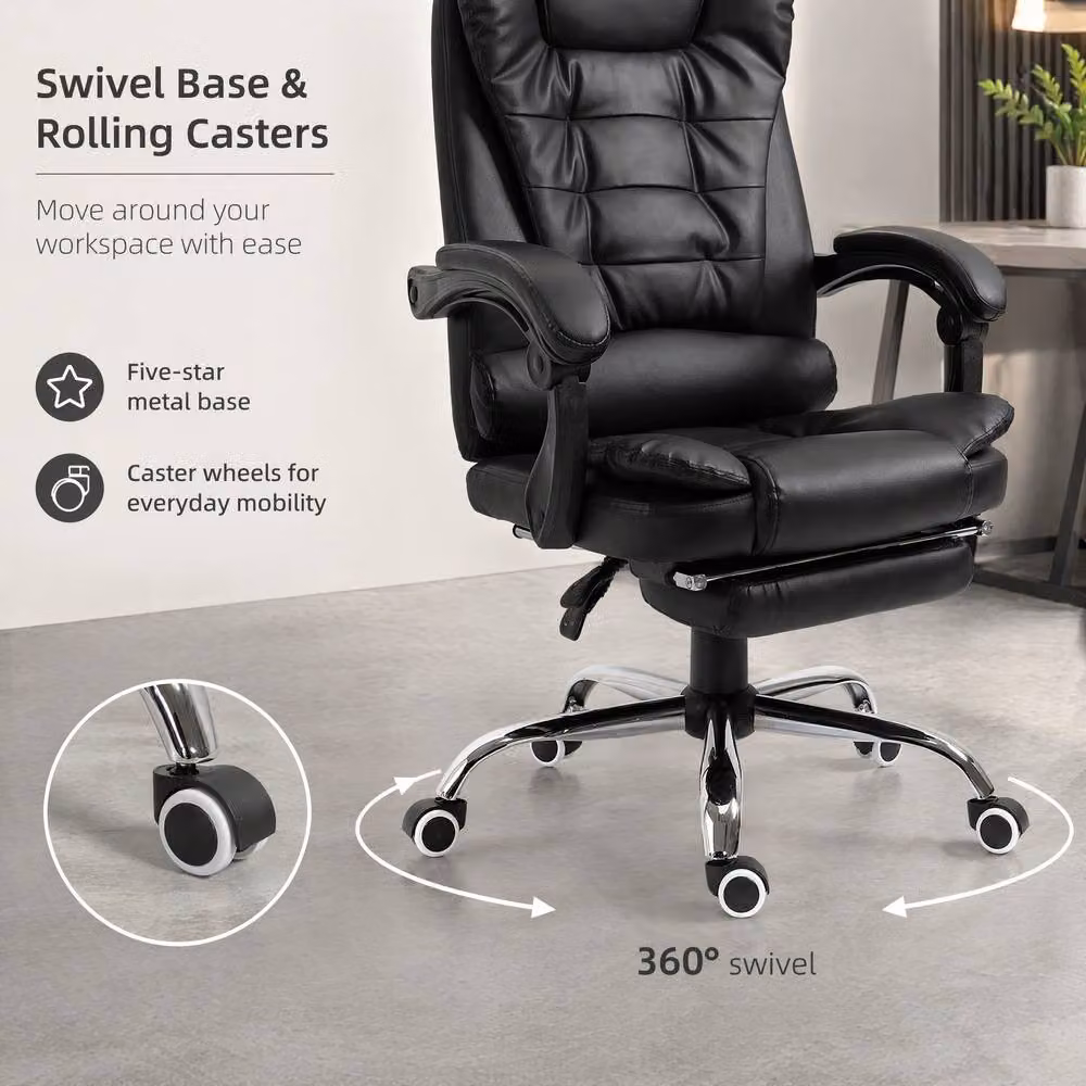 STILVORA Black Synthetic Leather Executive Office Chair with Headrest and Armrests – 6