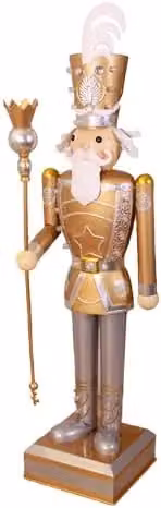 Marco Paul Gold and White Nutcracker Soldier Statue with LED Lights, Height: 120 cm – 2