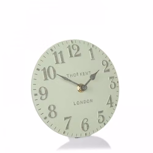 Thomas Kent Arabic Pearl Green Mantel Clock with Silent Quartz Movement, W/D/H: 15 x 15 x 5 cm