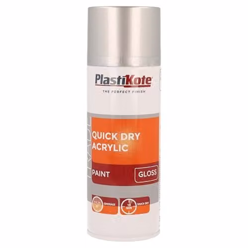 PlastiKote Trade Quick Drying Gloss Paint RAL 9006 Silver 400 ml
