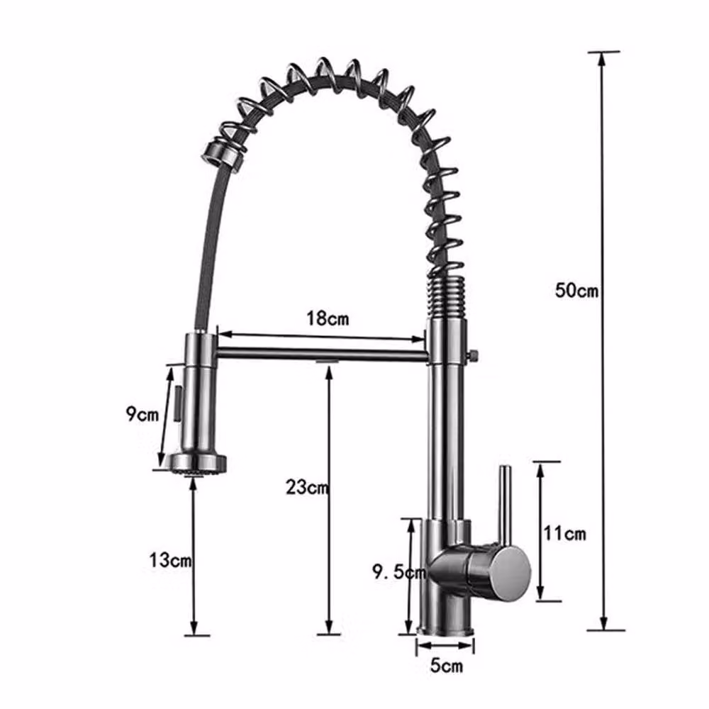 EONLION Silver Brass Kitchen Mixer Tap with Dual Spout Pull Out Spray Function – 2