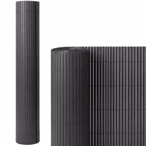 Outsunny 2-Piece Plastic Opaque Privacy Screening Fence, Dark Grey, H: 1 m x W: 5 m – 1