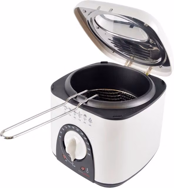 KitchenPerfected 1L Compact Deep Fryer, White