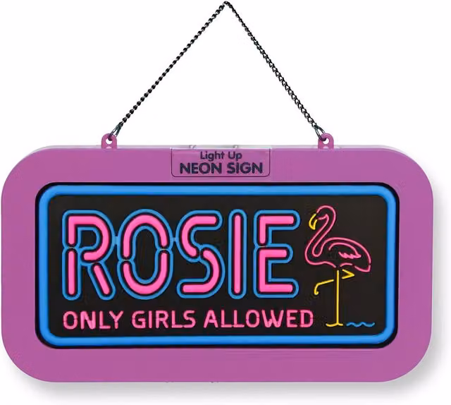 History & Heraldry Rosie Pre-personalised Light-Up Neon Bedroom Sign in Pink