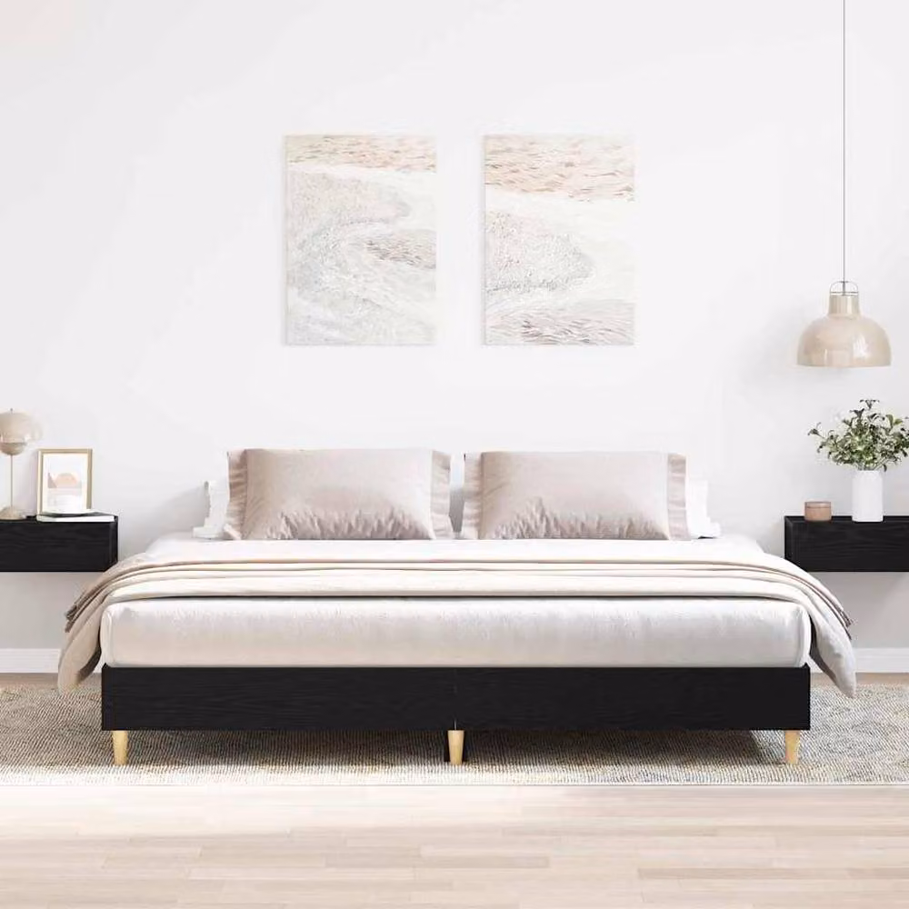 Berkfield Home Modern Bed Frame in Black Oak, W: 160 cm x D: 200 cm – 2