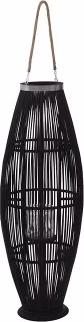 Berkfield Home Hanging Bamboo Candle Lantern Holder, Black, Height: 95 cm – 1