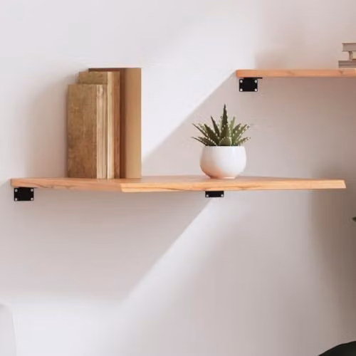 vidaXL Rustic Oak Wall Shelf, Brown, W: 60 cm, D: 50 cm, H: 2 cm – 2