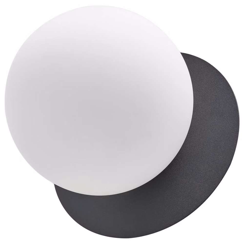 Wyld and Coco Set of 2 Modern Wall Lamps with Black Metal Base and Transparent Glass Sphere Shades – 3